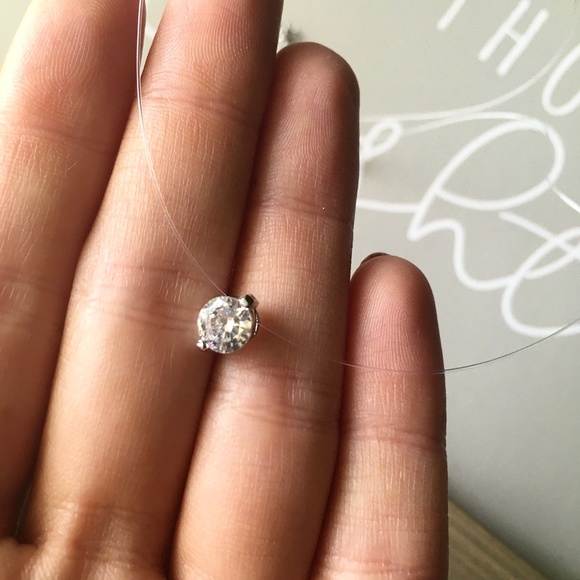 Round Simulated Diamond Invisible Choker Necklace - Picture 8 of 10